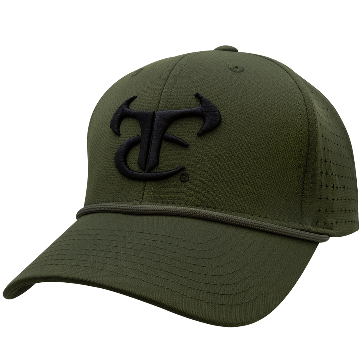 6 Panel Mesh Laser Cut Rope Cap - Olive