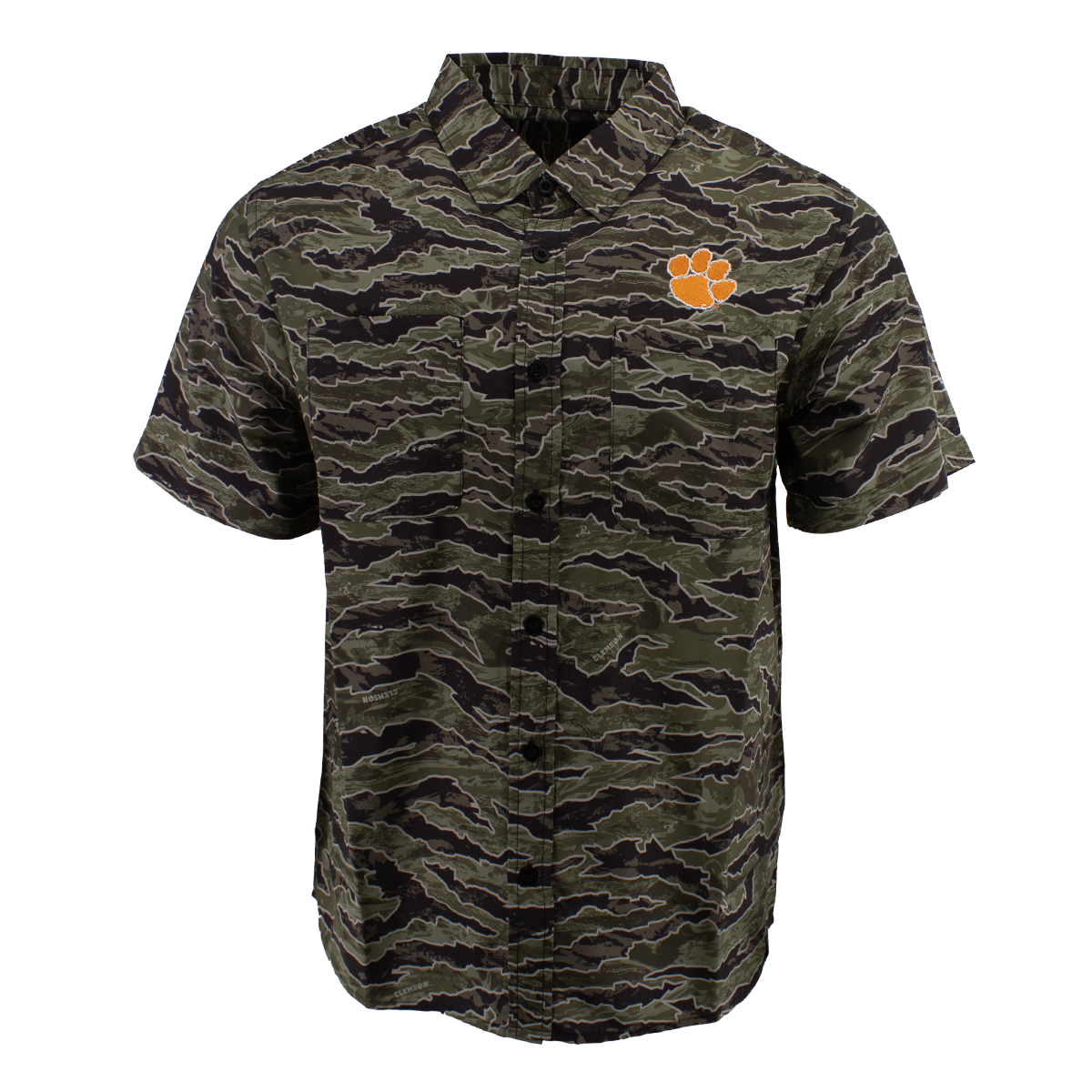 Clemson Woven Button-Down Shirt - Olive/Black
