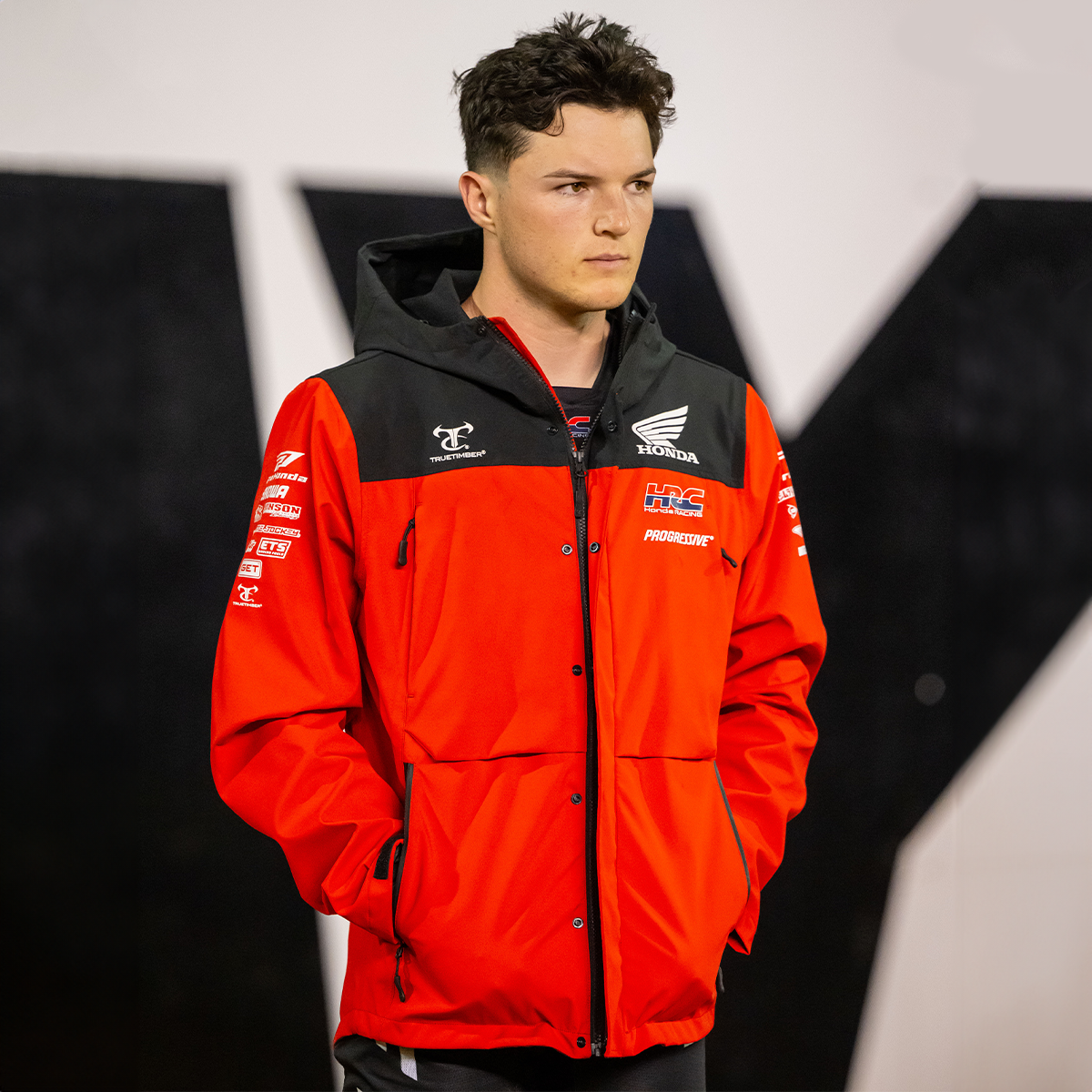 Honda TrueTimber Red and Black Lightweight Waterproof Wind Jacket