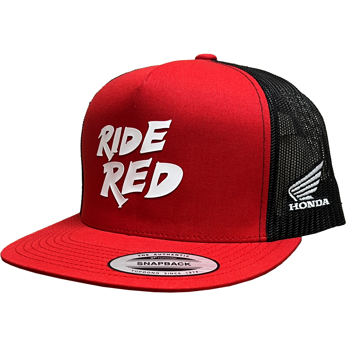 Honda Ride Red Flat Bill Mesh Back Cap