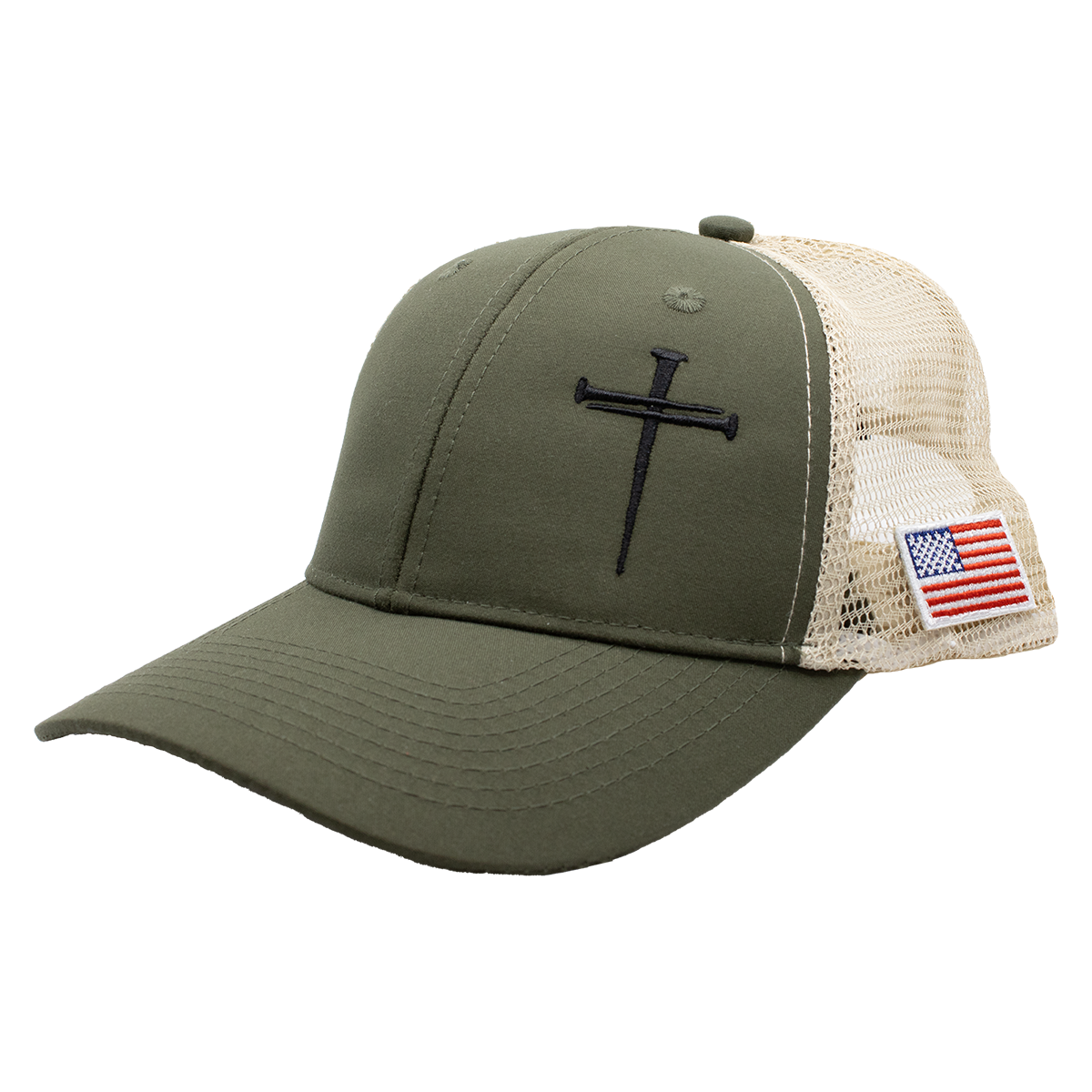TrueTimber Nail Cross Mesh Back Cap - Olive/Cream