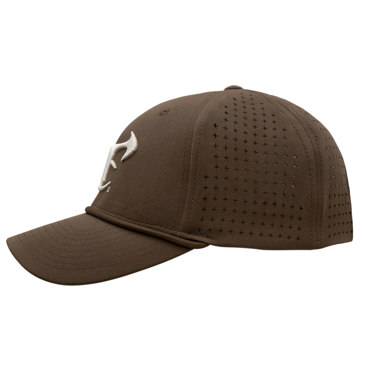 6 Panel Mesh Laser Cut Rope Cap - Brown