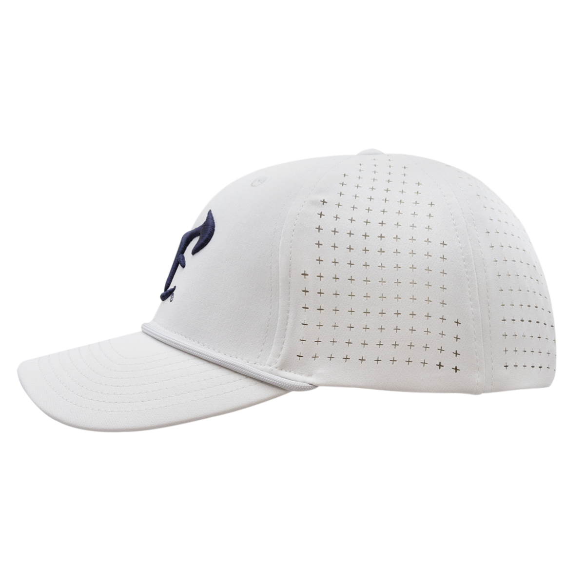 6 Panel Mesh Laser Cut Rope Cap - Light Gray