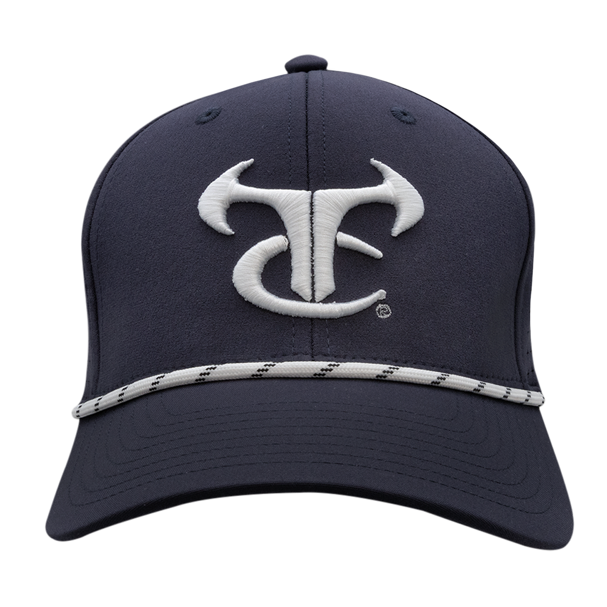 6 Panel Mesh Laser Cut Rope Cap - Navy