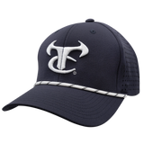6 Panel Mesh Laser Cut Rope Cap - Navy