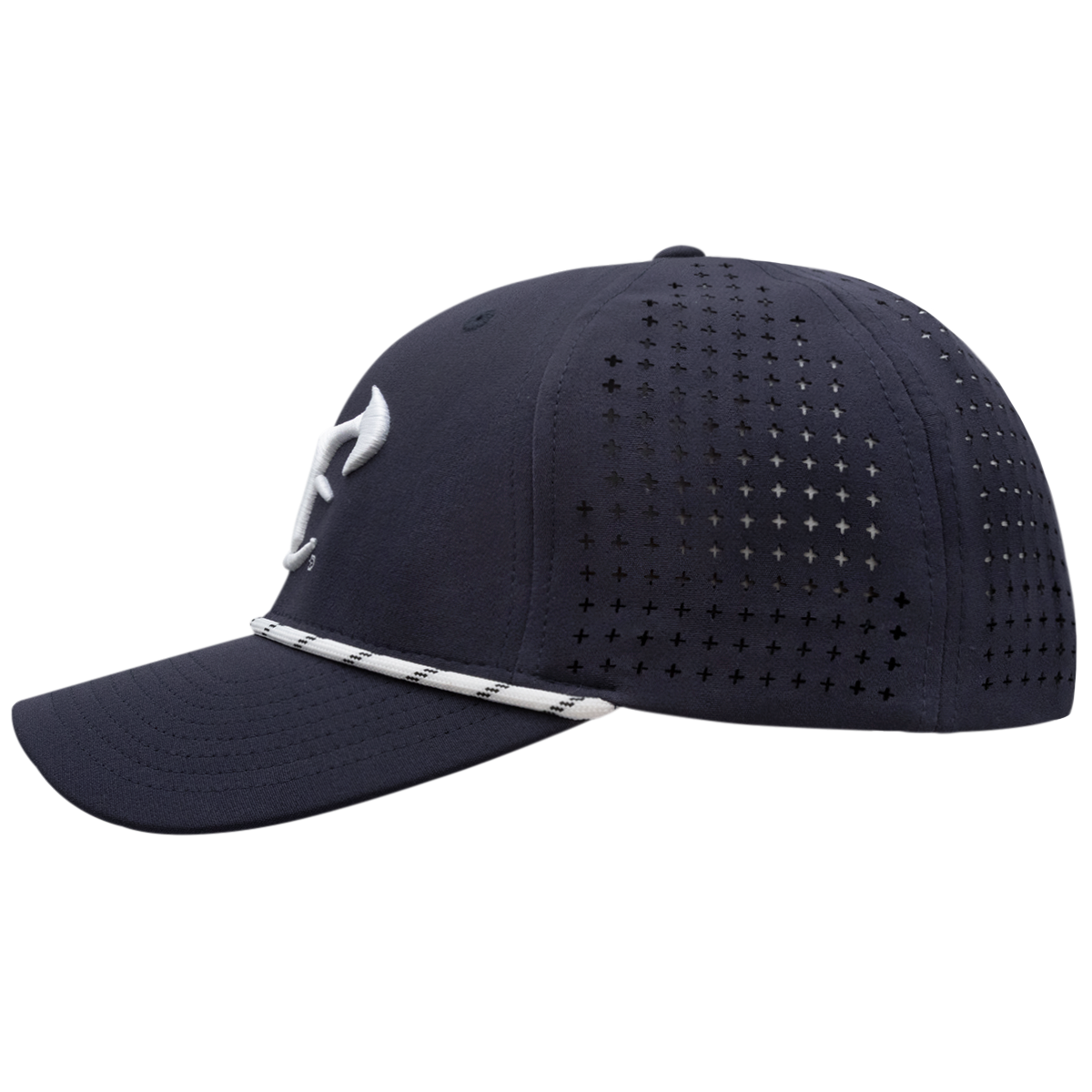 6 Panel Mesh Laser Cut Rope Cap - Navy