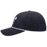 6 Panel Mesh Laser Cut Rope Cap - Navy