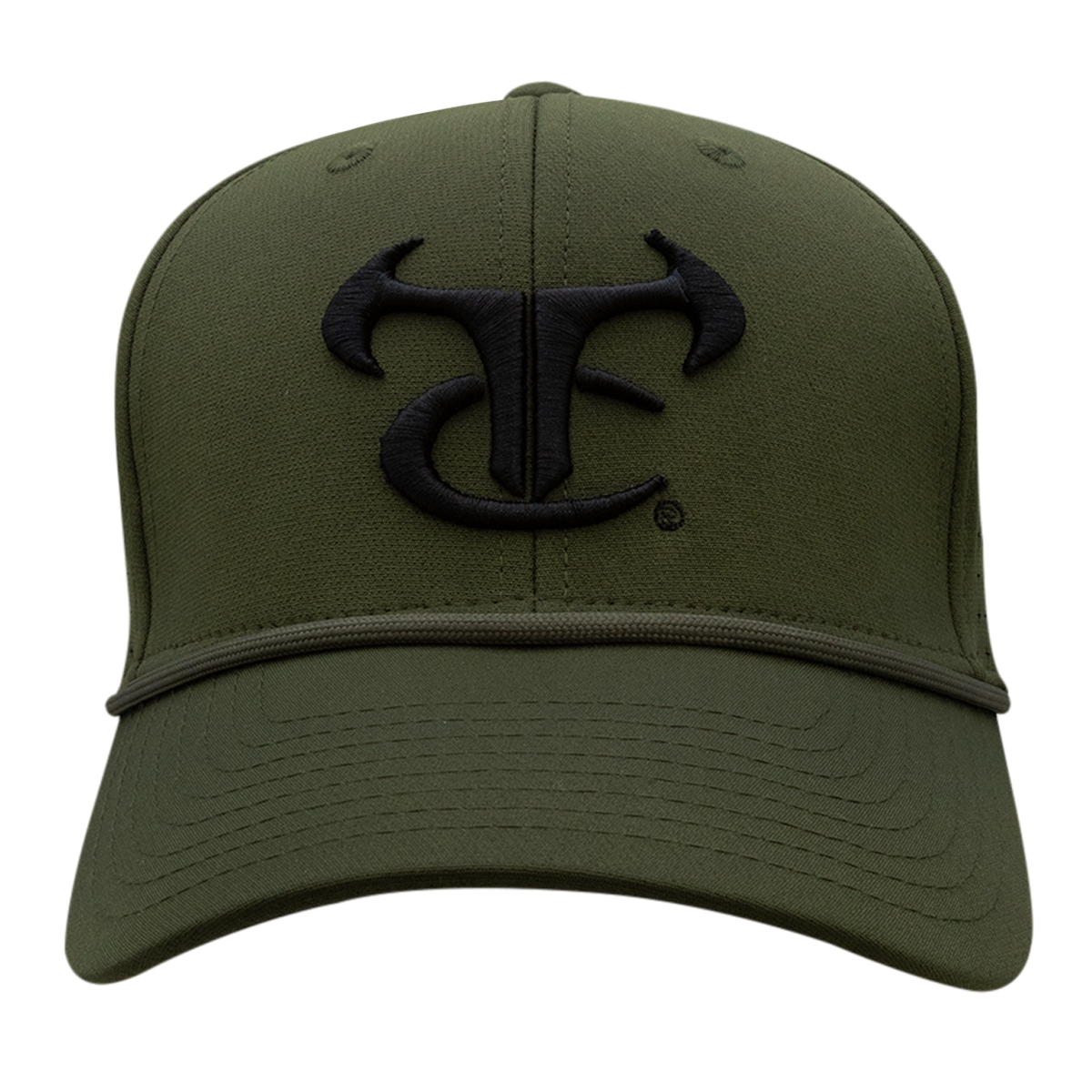 6 Panel Mesh Laser Cut Rope Cap - Olive