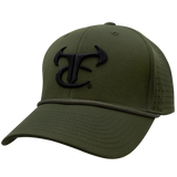 6 Panel Mesh Laser Cut Rope Cap - Olive