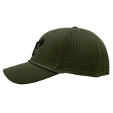 6 Panel Mesh Laser Cut Rope Cap - Olive