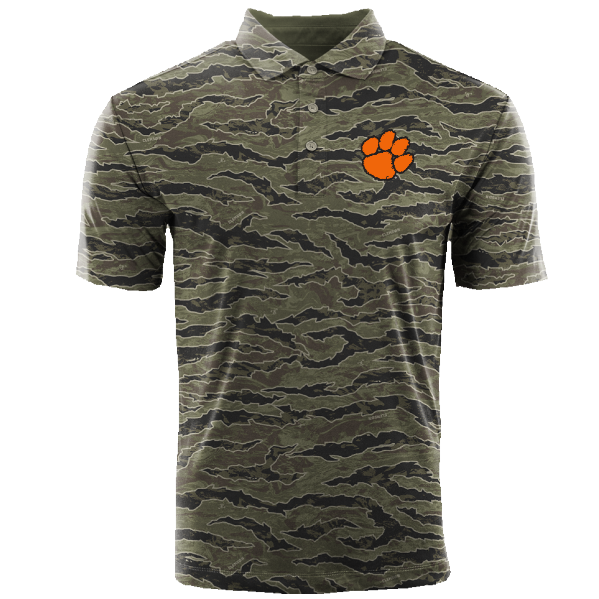 Clemson Short Sleeve Polo - Black/Olive