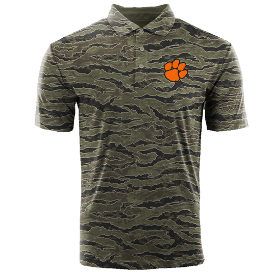 Clemson Short Sleeve Polo - Black/Olive