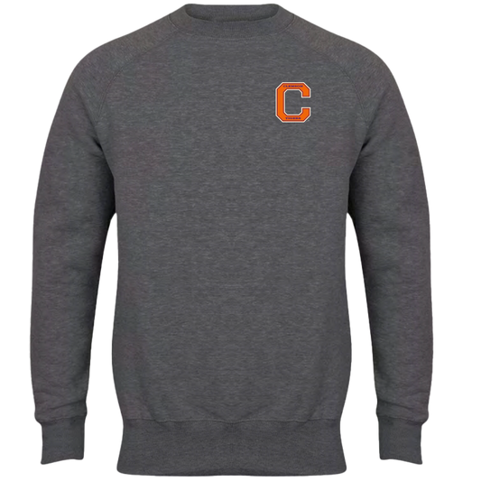 Clemson Crewneck with Orange "C" w/ Purple CU Inset - Charcoal Heather