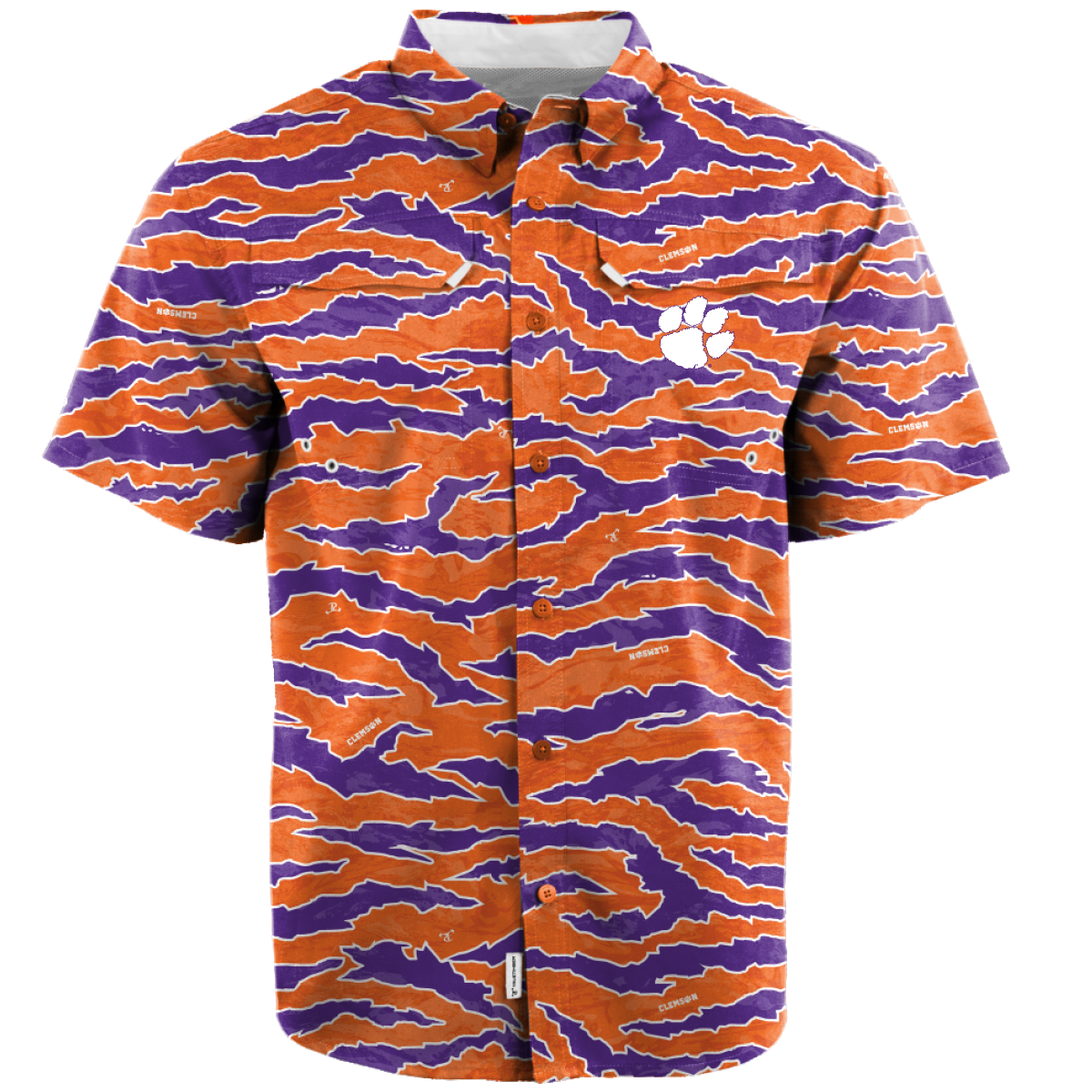 Clemson Woven Button-Down Shirt - Purple/Orange