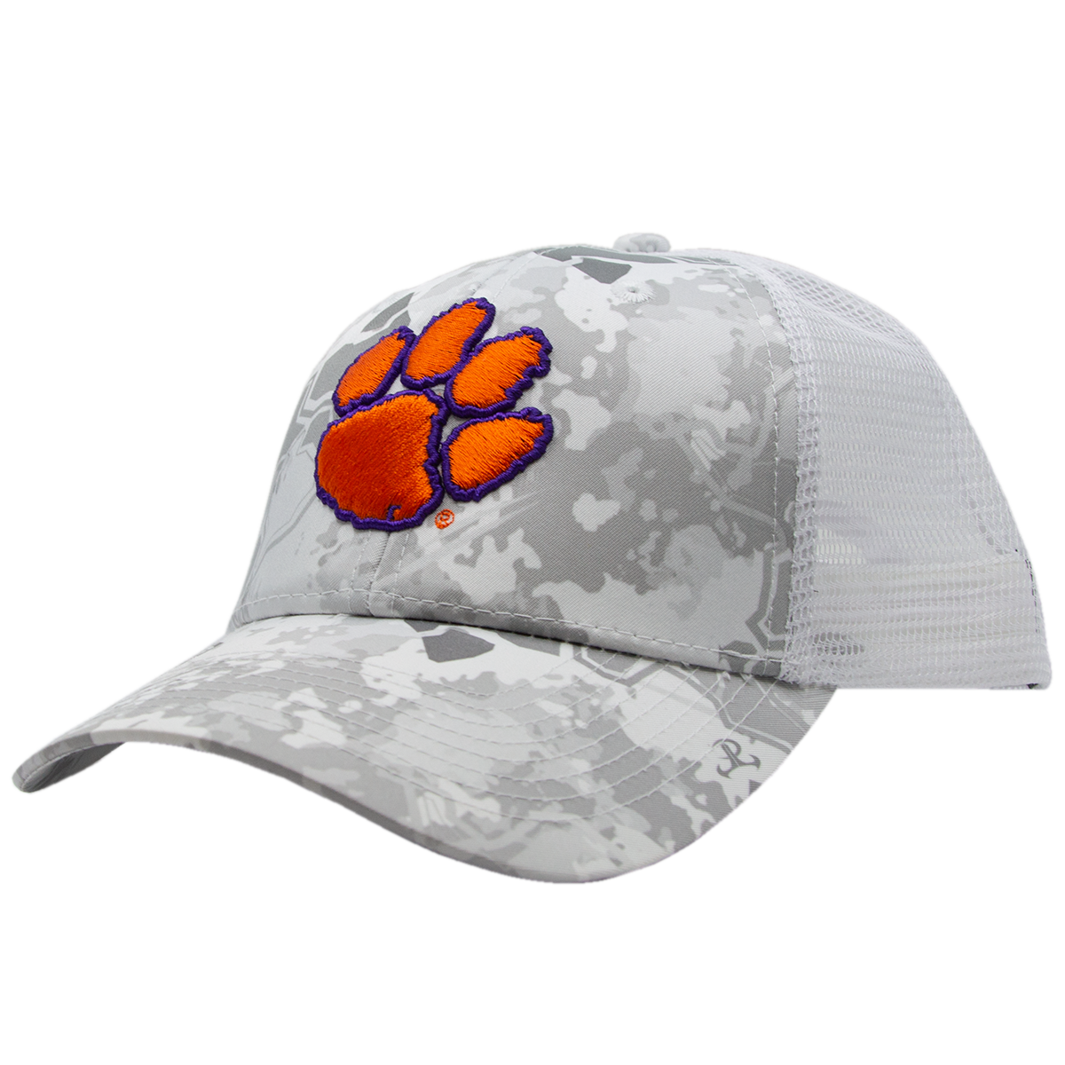 Clemson Mesh Back Camo Cap - Viper Snow/White