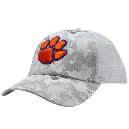 Clemson Mesh Back Camo Cap - Viper Snow/White