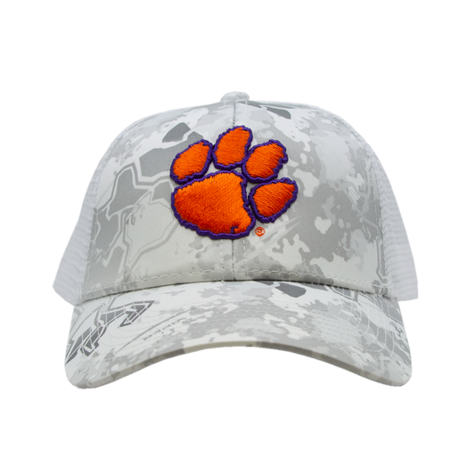 Clemson Mesh Back Camo Cap - Viper Snow/White