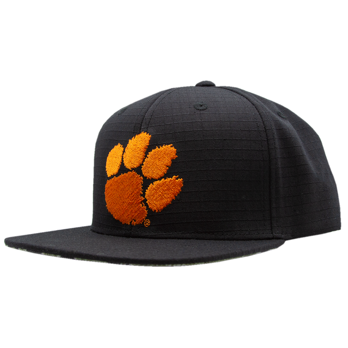 Clemson Ripstop Cap with Flat Visor - Black