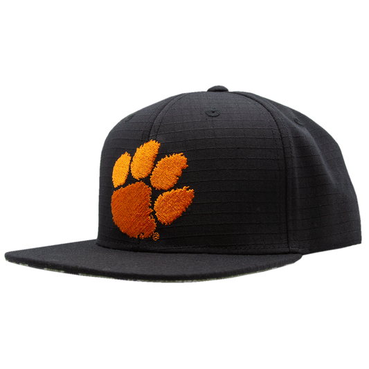 Clemson Ripstop Cap with Flat Visor - Black