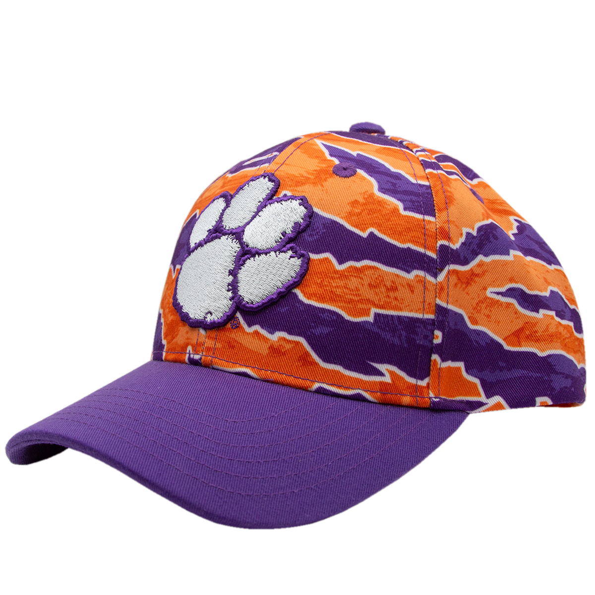 Clemson Twill Cap with White Tiger Paw Logo