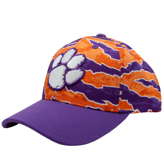 Clemson Twill Cap with White Tiger Paw Logo