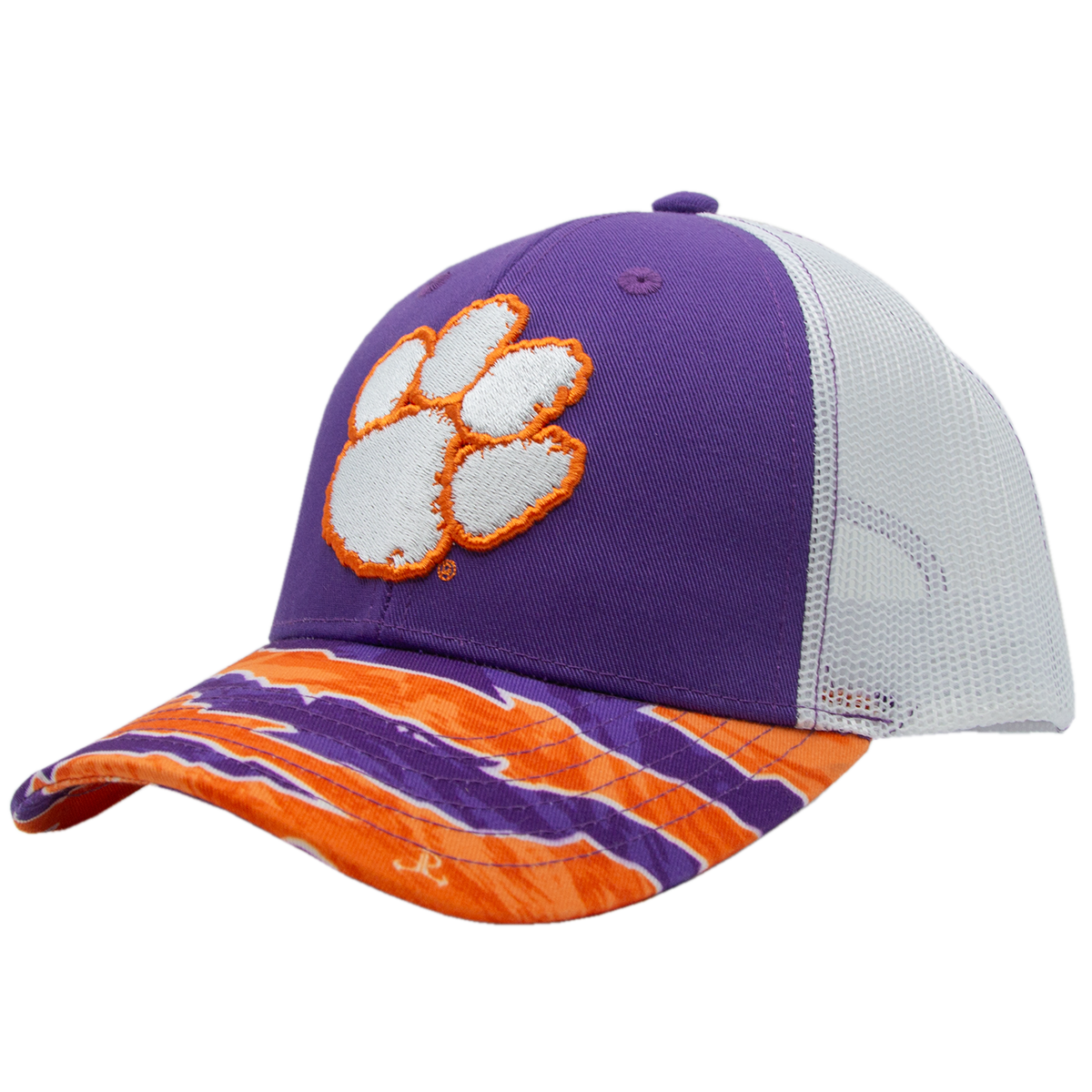 Clemson Twill Mesh Back Cap with Curved Tigerflauge Bill - Purple