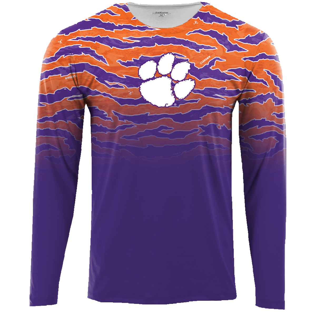 Clemson Sublimated Long Sleeve Fade Tee - Tigerflauge/Purple