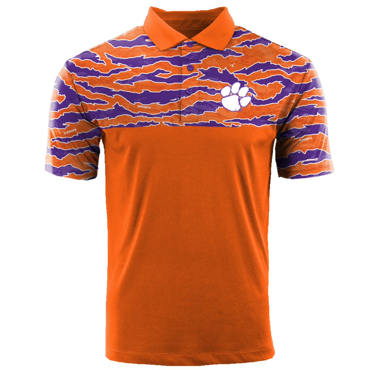 Clemson Short Sleeve Split Polo - Tigerflauge/Orange