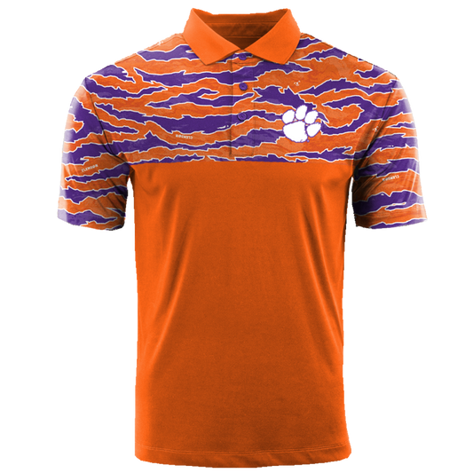 Clemson Short Sleeve Split Polo - Tigerflauge/Orange