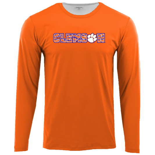 Clemson Youth Long Sleeve Performance Tee - Orange