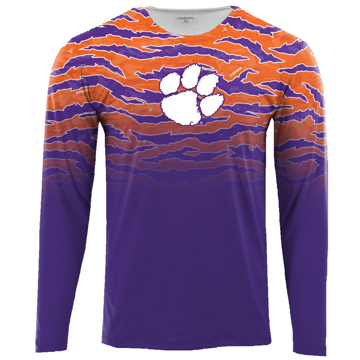 Clemson Youth Sublimated Long Sleeve Fade Tee - Tigerflauge/Purple