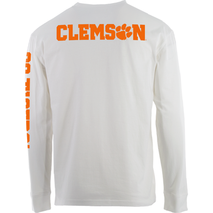 Clemson Long Sleeve Pocket Tee - White