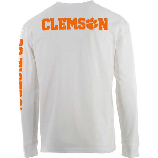 Clemson Long Sleeve Pocket Tee - White