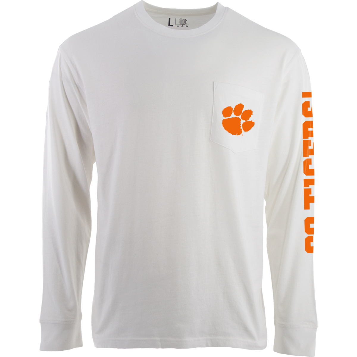 Clemson Long Sleeve Pocket Tee - White