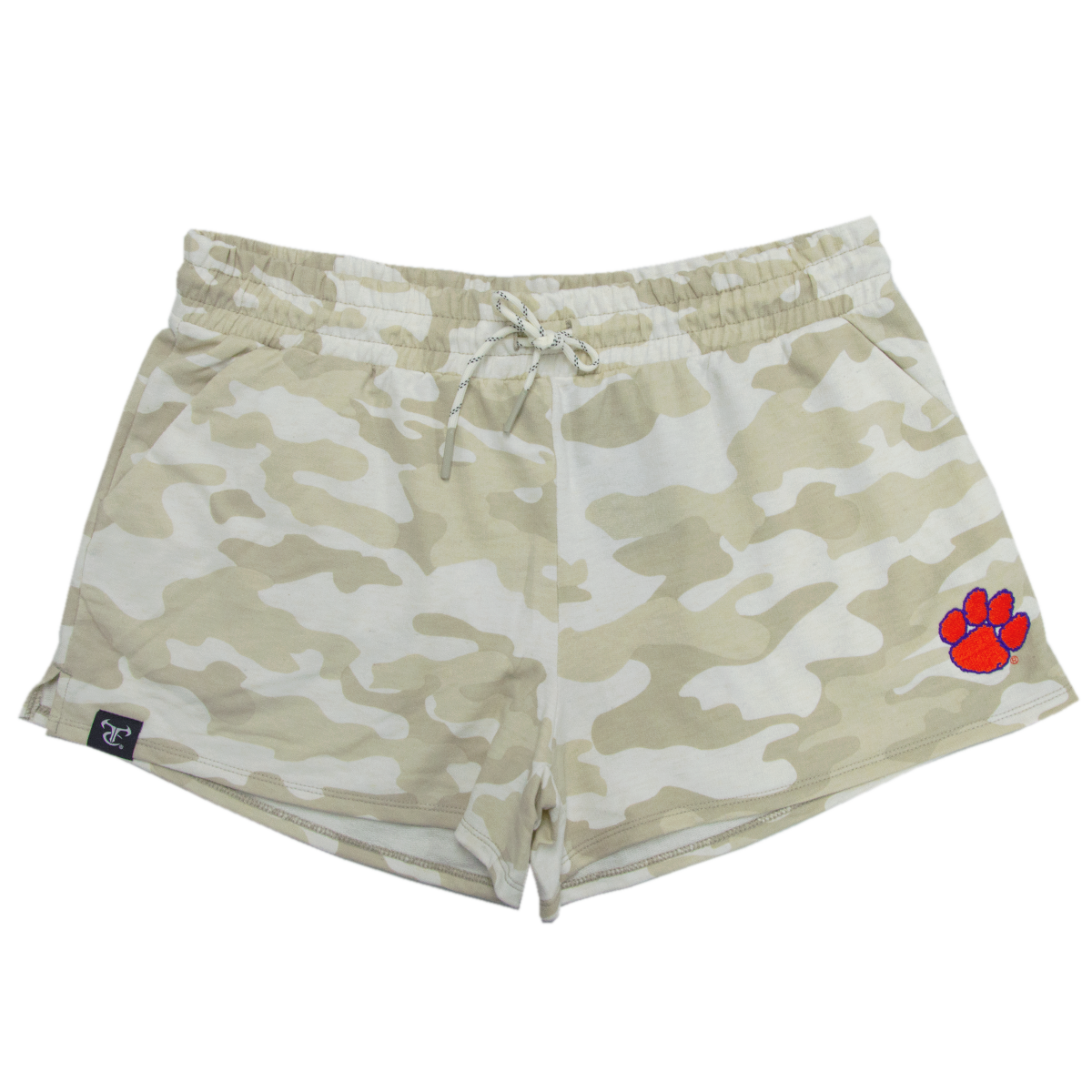 Clemson Ladies Terry Short with Orange Paw - Neutral Camo