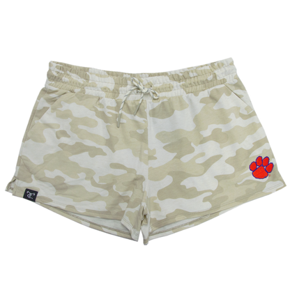 Clemson Ladies Terry Short with Orange Paw - Neutral Camo