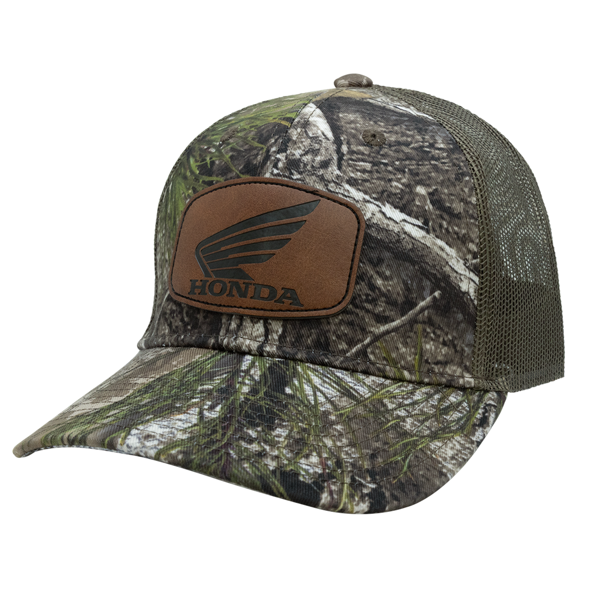 Honda Atera Camo/Canteen Green Mesh Back Cap with Leather Honda Logo Patch