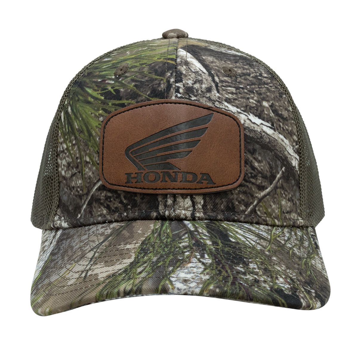 Honda Atera Camo/Canteen Green Mesh Back Cap with Leather Honda Logo Patch