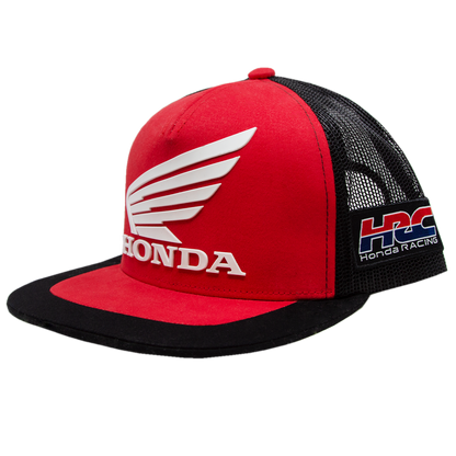 Honda HRC Red and Black Flat Bill Mesh Back Cap - White Logo