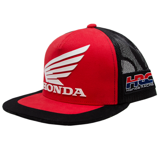 Honda HRC Red and Black Flat Bill Mesh Back Cap - White Logo