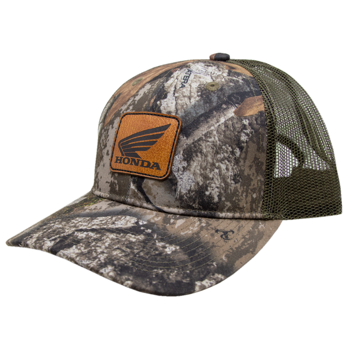 Honda TrueTimber Atera Camo/Canteen Green Mesh Back Cap - Leather Patch