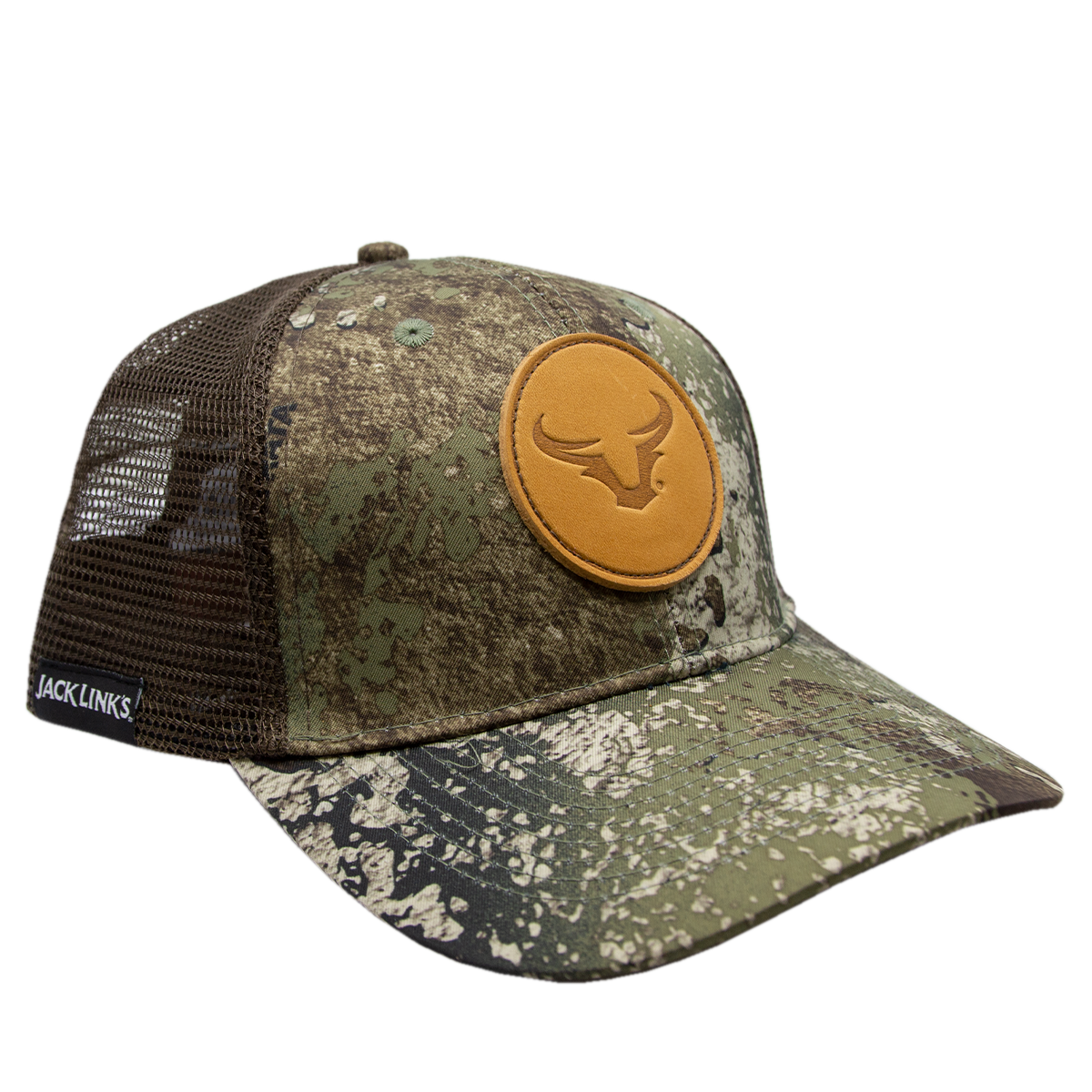 Jack Link's Leather Steer Horn Patch Hat - Strata Camo