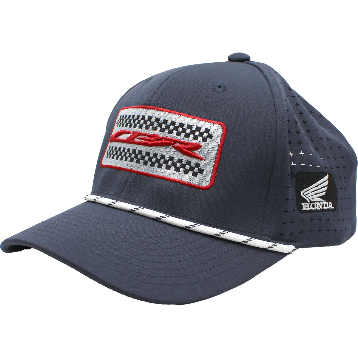 Honda CBR 6 Panel Mesh Laser Cut Rope Cap w/Multicolor Logo - Navy