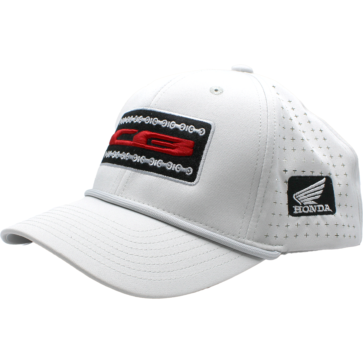 Honda CB 6 Panel Mesh Laser Cut Rope Cap w/Multicolor Logo - Gray