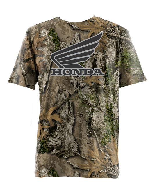 Honda TrueTimber Atera Camo Short Sleeve Performance Tee - Black/Gray Logo