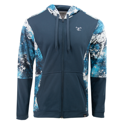 Full Zip Performance Hoodie - Steel Blue/Rift