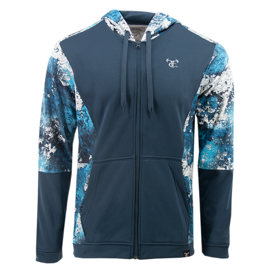 Full Zip Performance Hoodie - Steel Blue/Rift