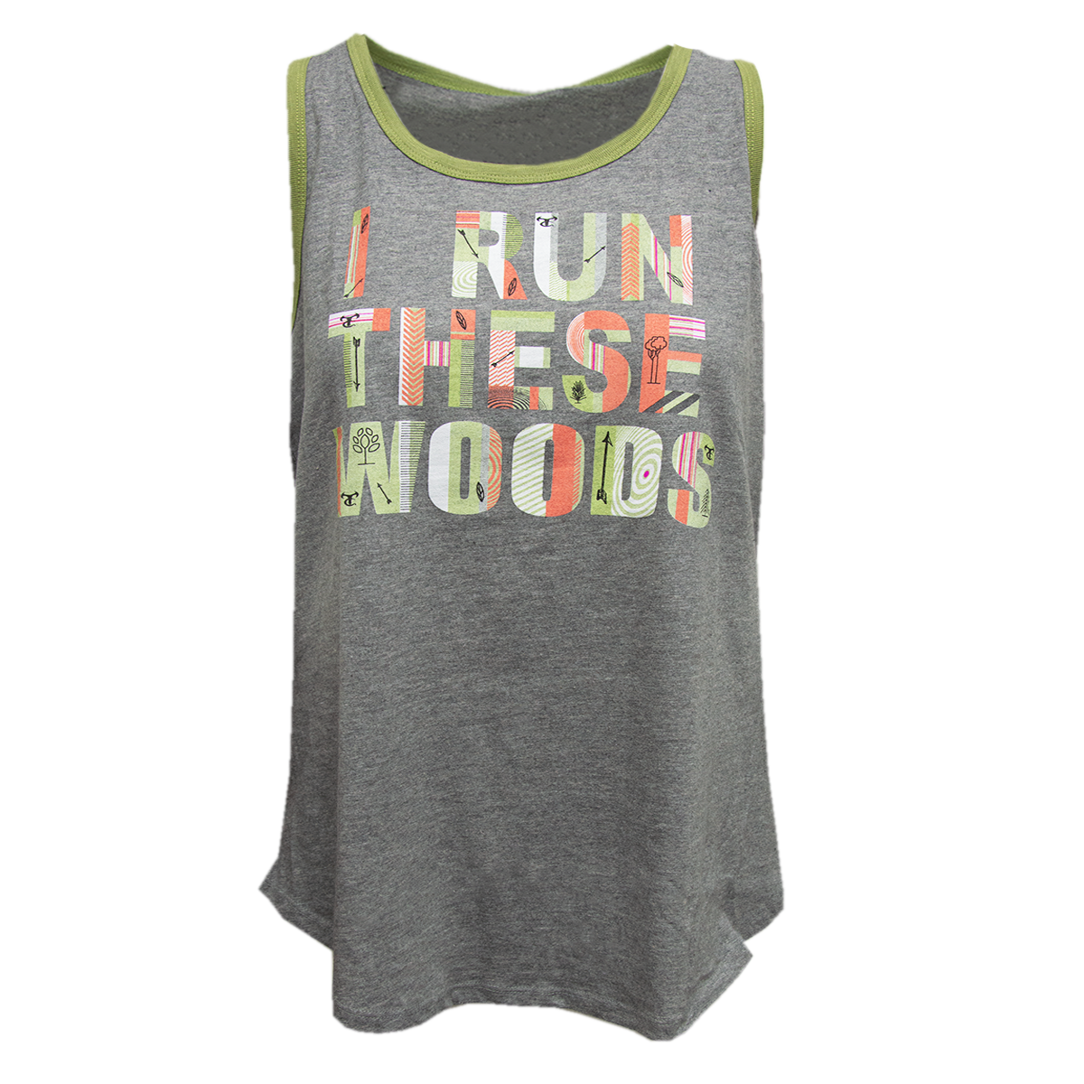 Ladies Run the Woods Tank - Heather Gray/Olive