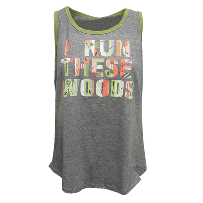 Ladies Run the Woods Tank - Heather Gray/Olive