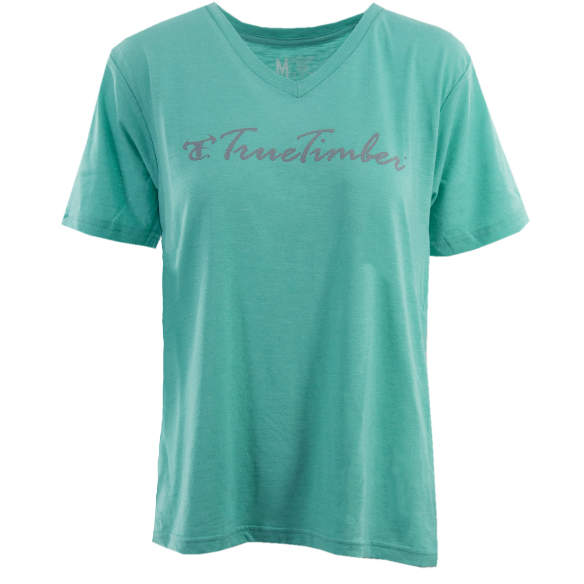 Ladies Cascade V-neck with Charcoal Logo